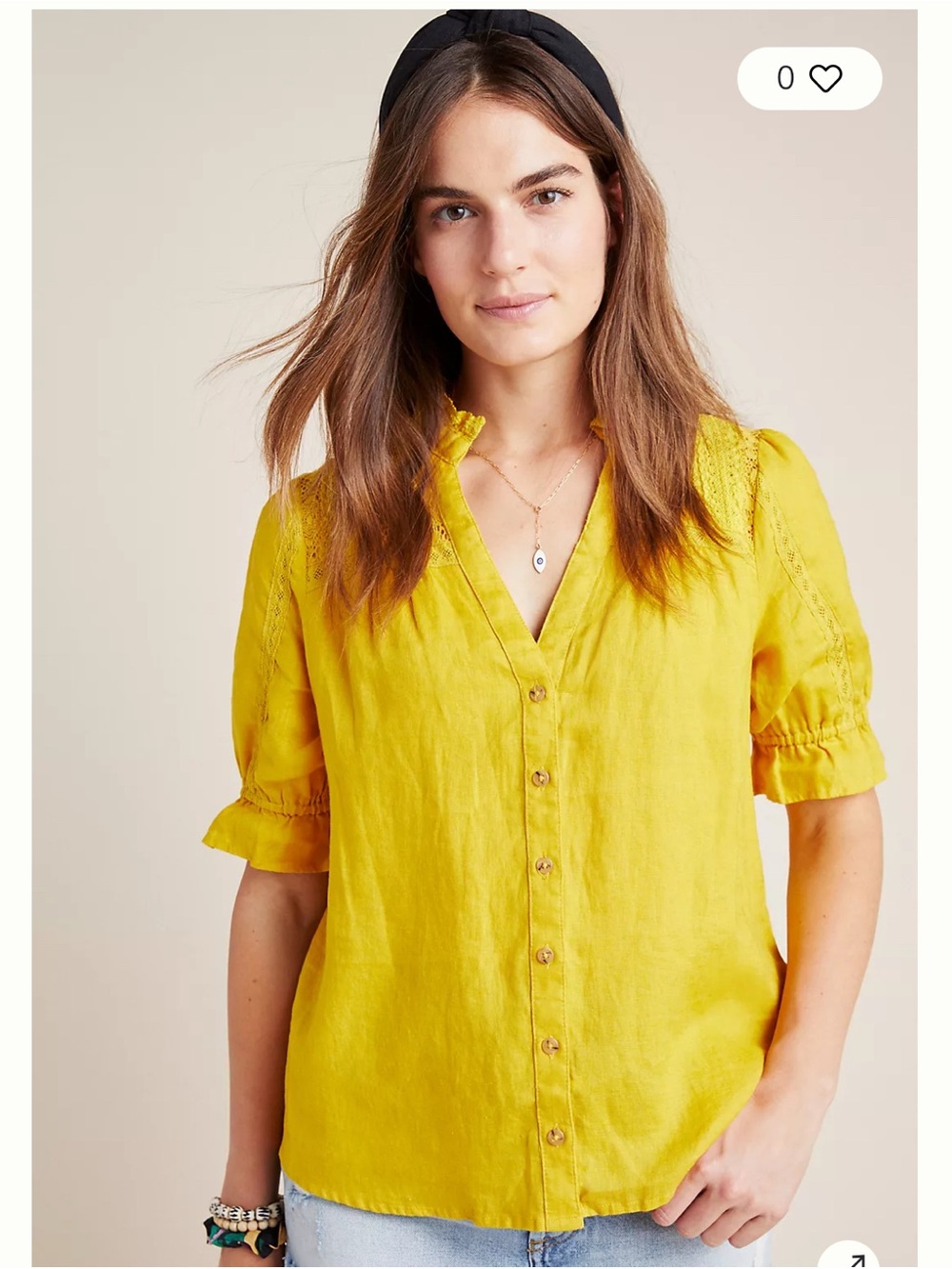 Anthropologie Ruffle Collar Button-Down Blouse Size XS/S